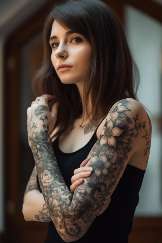 Star sleeve tattoos for women#47