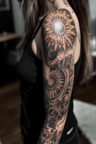 Sun sleeve tattoos for women#65