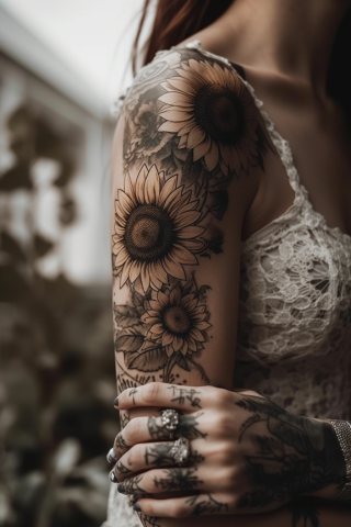 Sunflower hand tattoos for women#42