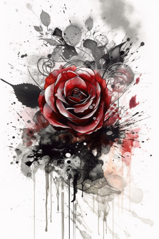 Trash polka rose tattoo design, tattoo sketch#63