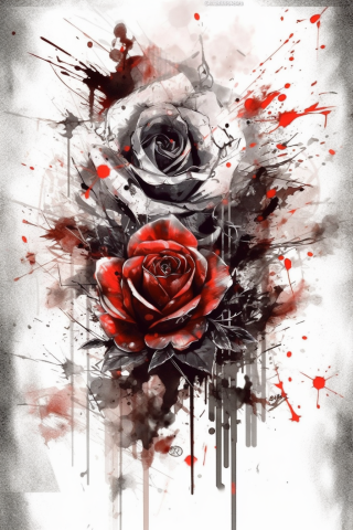 Trash polka rose tattoo design, tattoo sketch#64