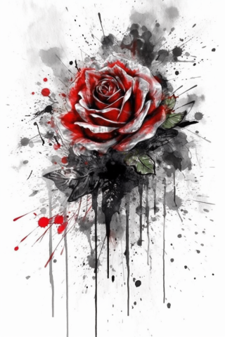 Trash polka rose tattoo design, tattoo sketch#65