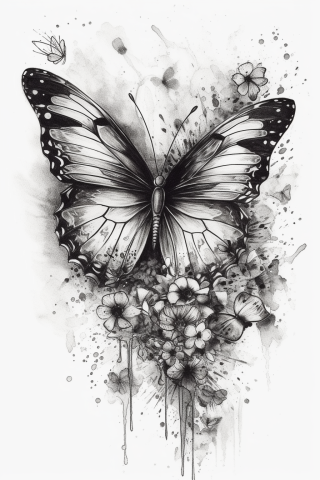 Unique butterfly tattoos, tattoo sketch#13