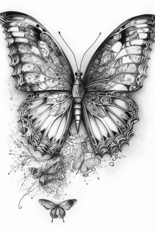 Unique butterfly tattoos, tattoo sketch#14