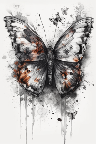 Unique butterfly tattoos, tattoo sketch#15