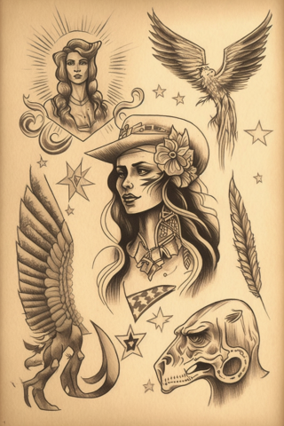 Western american traditional tattoo flash, tattoo sketch#18
