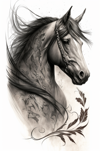 Western american traditional tattoo horse#21