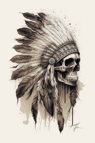 Western american traditional tattoo skull, tattoo sketch#23