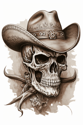 Western american traditional tattoo skull, tattoo sketch#25