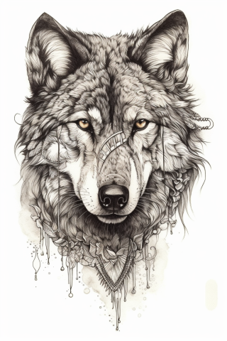 Wolf tattoo, tattoo sketch#2