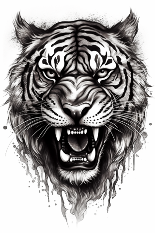 Tiger tattoo tribal style, tattoo sketch 16