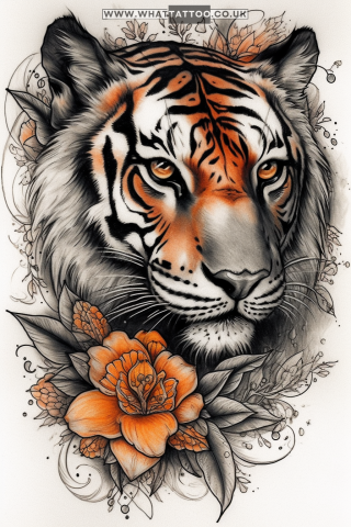 Tiger tattoo sketch, American traditional style 51