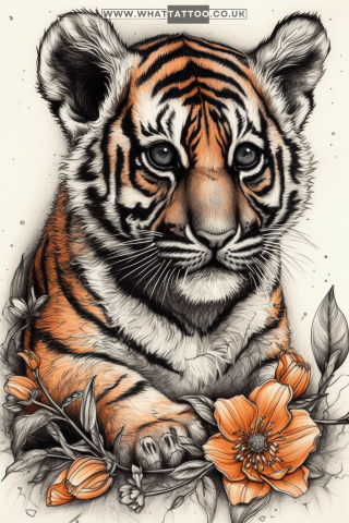 Tiger tattoo sketch, American traditional style 54