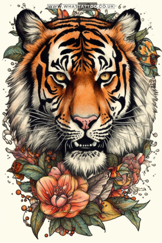 Tiger tattoo sketch, American traditional style 56