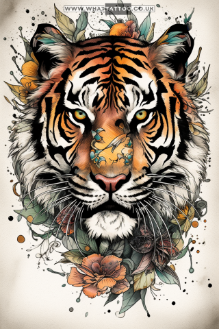 Tiger tattoo sketch, American traditional style 57