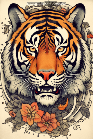 Tiger tattoo sketch, American traditional style 58
