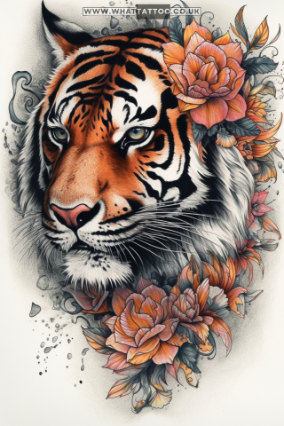 Tiger tattoo sketch, American traditional style 59
