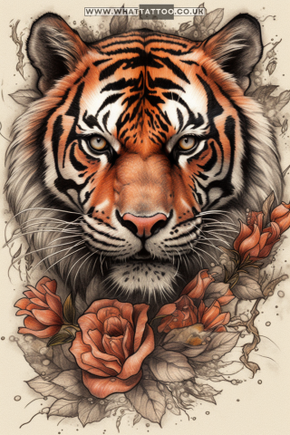 Tiger tattoo sketch, American traditional style 60