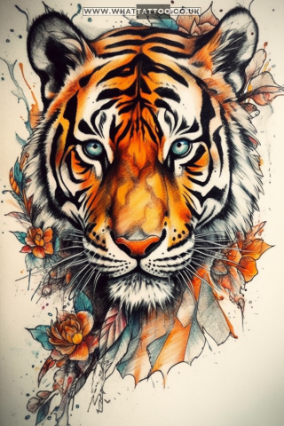 Tiger tattoo sketch, American traditional style 61