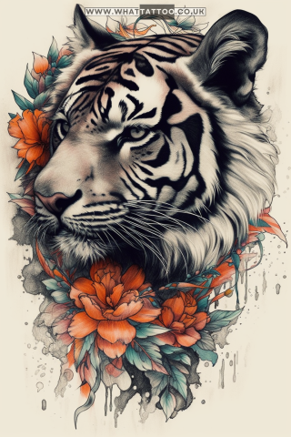 Tiger tattoo sketch, American traditional style 62