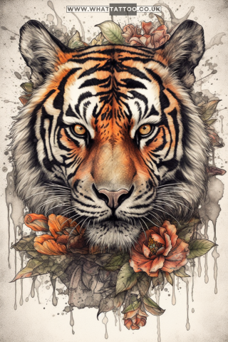 Tiger tattoo sketch, American traditional style 63