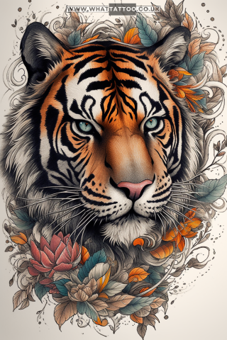 Tiger tattoo sketch, American traditional style 67