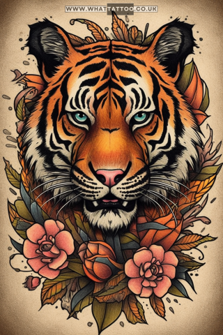 Tiger tattoo sketch, American traditional style 69