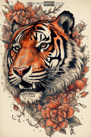 Tiger tattoo sketch, American traditional style 71