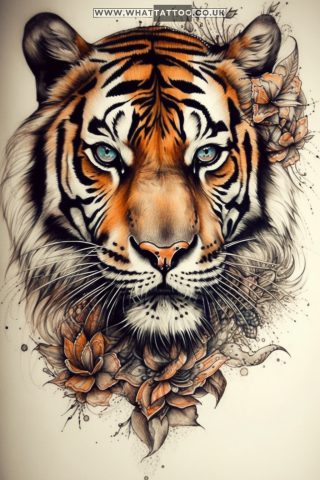 Tiger tattoo sketch, American traditional style 72
