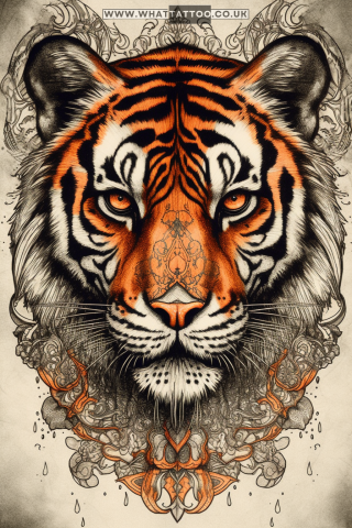 Tiger tattoo sketch, American traditional style 73