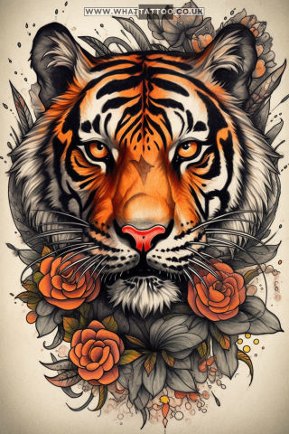 Tiger tattoo sketch, American traditional style 76