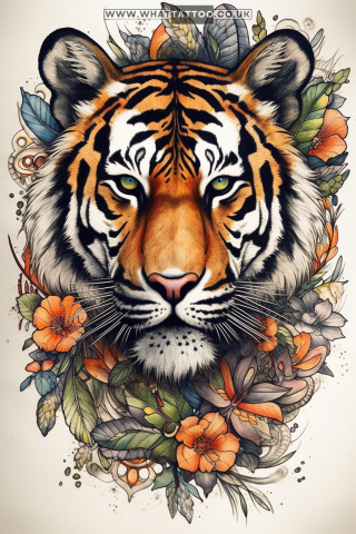 Tiger tattoo sketch, American traditional style 78