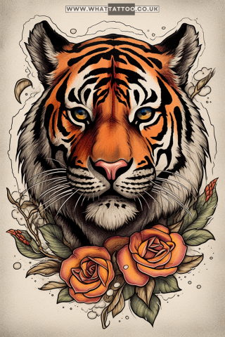 Tiger tattoo sketch, American traditional style 81