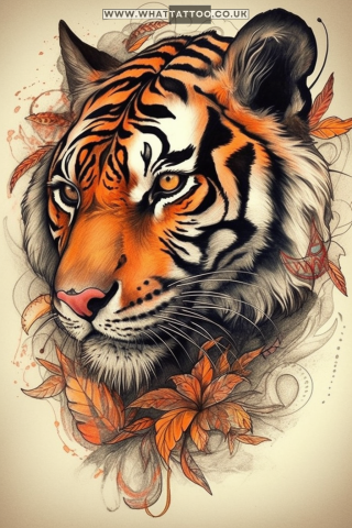 Tiger tattoo sketch, American traditional style 82