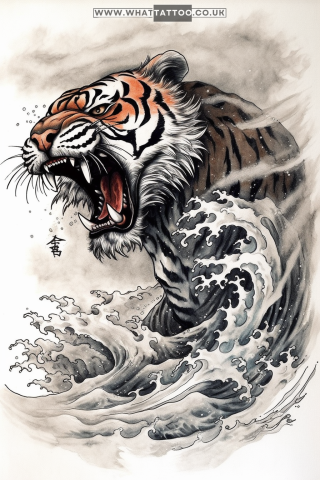 Tiger tattoo sketch, Japanese style 103