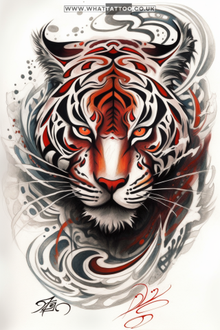 Amazing Tiger tattoo sketch, tribal style