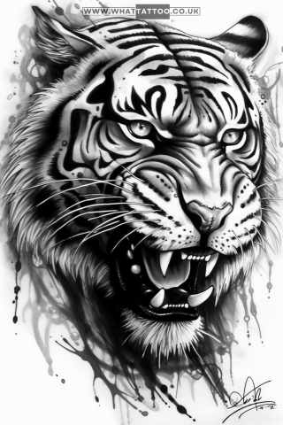 Tiger tattoo sketch, tribal style 