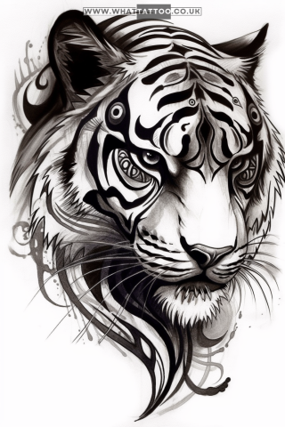 Tiger tattoo sketch, tribal style 27