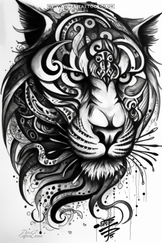 Tiger tattoo sketch, tribal style 28