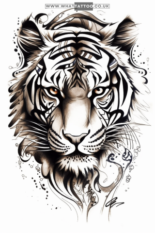 Tiger tattoo sketch, tribal style 30