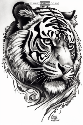 Tiger tattoo sketch, tribal style 31