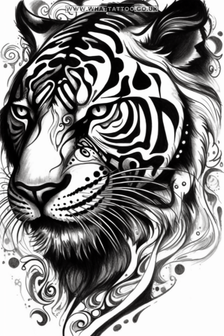 Tiger tattoo sketch, tribal style 32